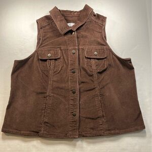 Denim And Company Brown Corduroy Vest Size 1X Southwestern Cowboy Country